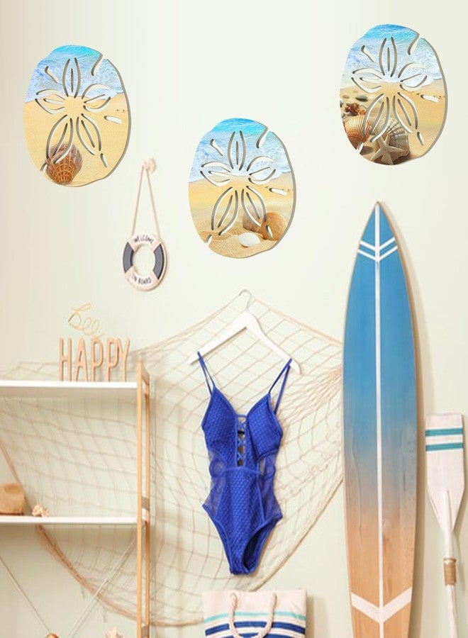 Bnesi 3 Pieces Summer Home Decor Beach Wall Decor for Bathroom Cool Coastal Style Wall Art Decor Blue Sea and Oceans Life Decor for Bathroom Living Room Bedroom (Sand Dollar, 3) - Image 4